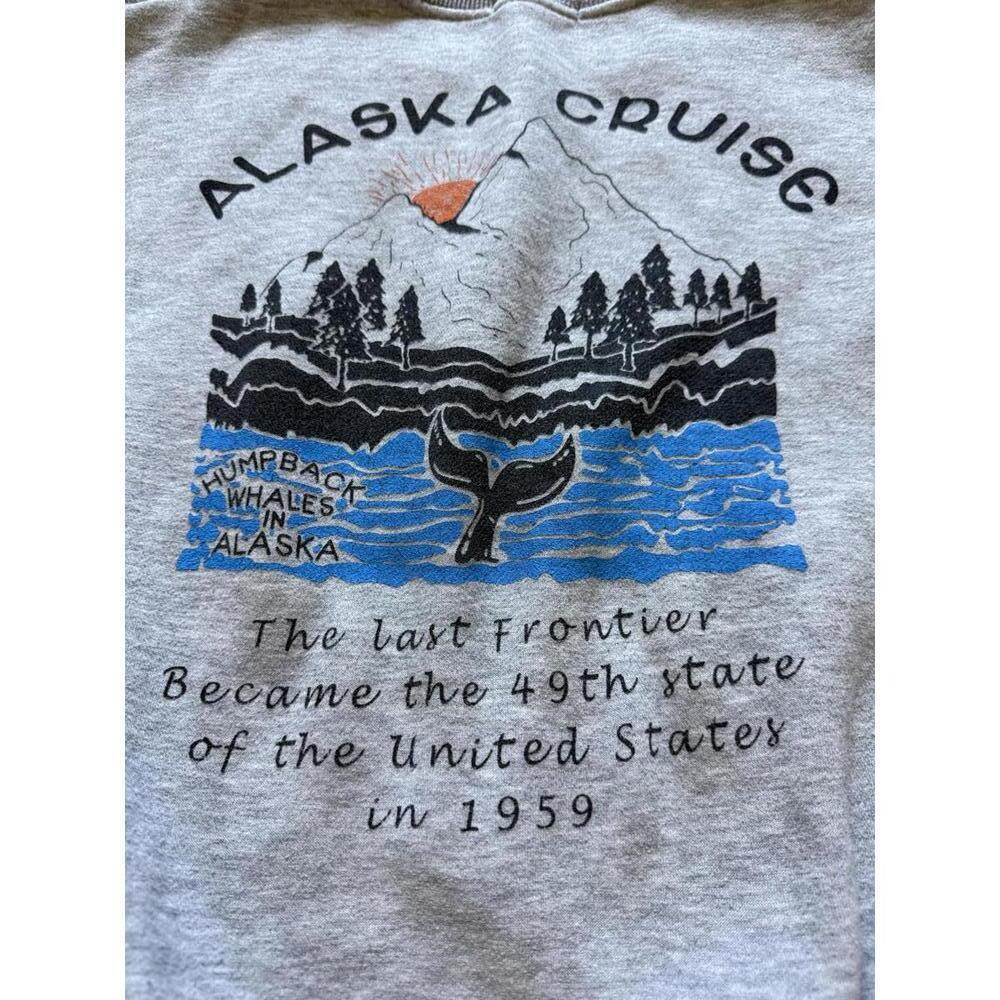 Alaska Cruise Humpback Whale Graphic Crewneck Sweatshirt Gray Scenic Vtg. Med - Picture 4 of 7